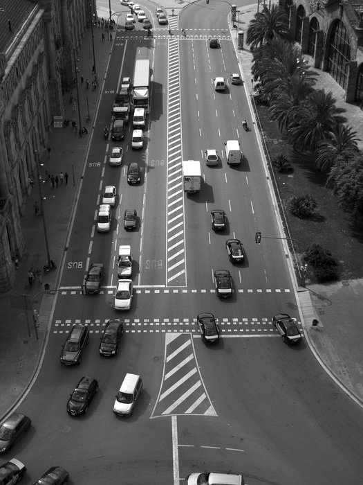 traffic on wide road, spain, barcelona