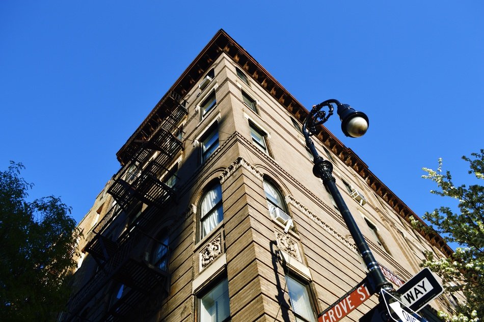 Street with small buildings in New York city