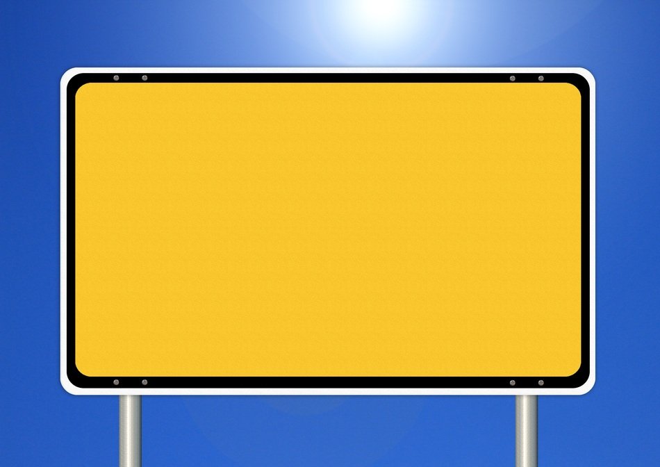 empty yellow town sign