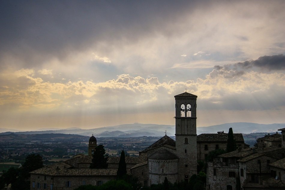 medieval church in old town, italy, tuscany, assisi