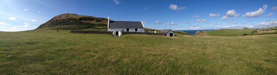 panorama of church in mountains