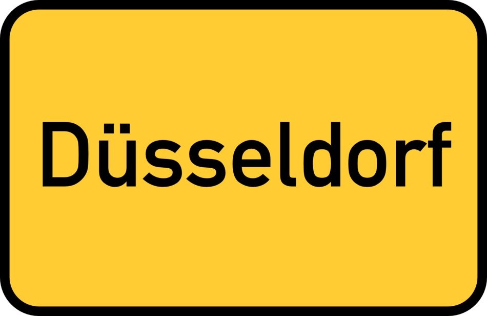 Dusseldorf yellow town sign