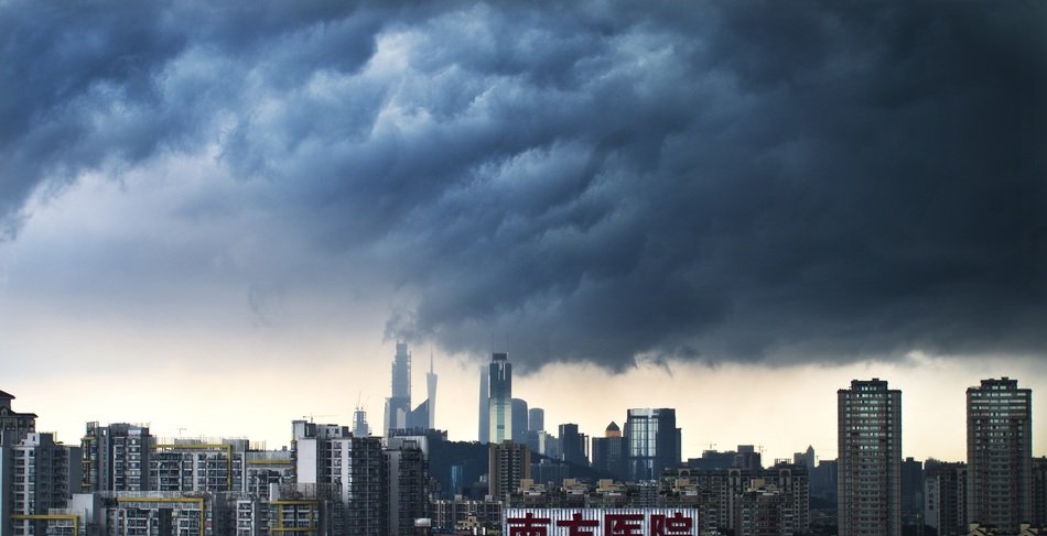 scenery rainstorm clouds above city, china, Guangzhou