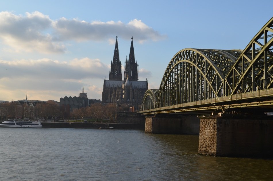 hohenzollern bridge at old city, germany, cologne