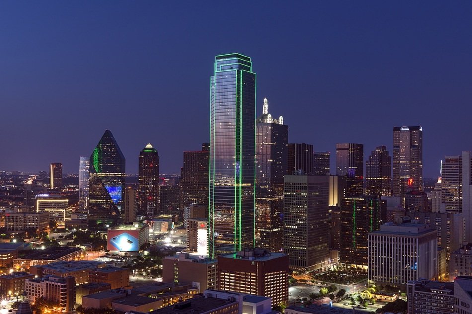 night downtown as seen from Reunion Tower, usa, texas, Dallas