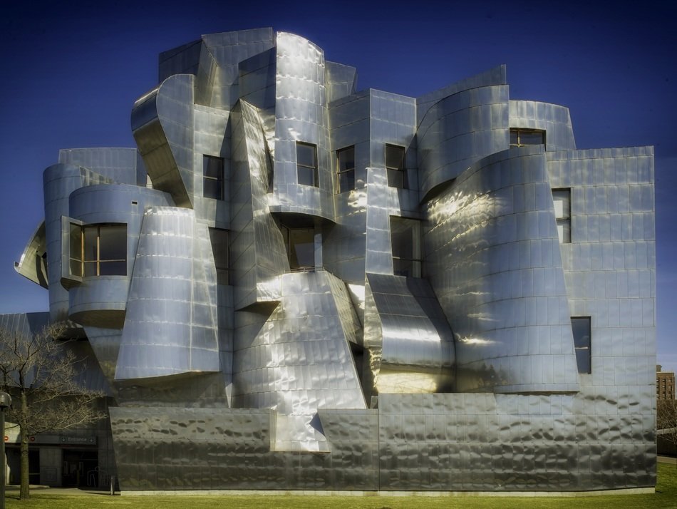 unique steel facade of weisman art museum, usa, minnesota, minneapolis