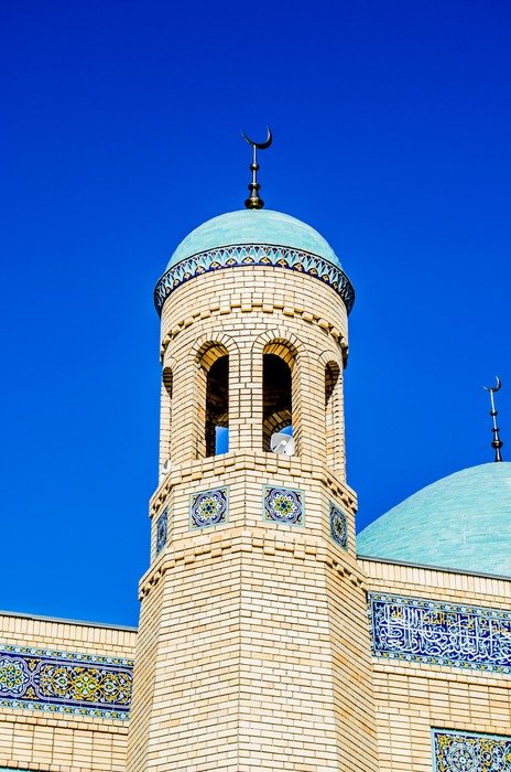 minaret at mosque, kazakhstan