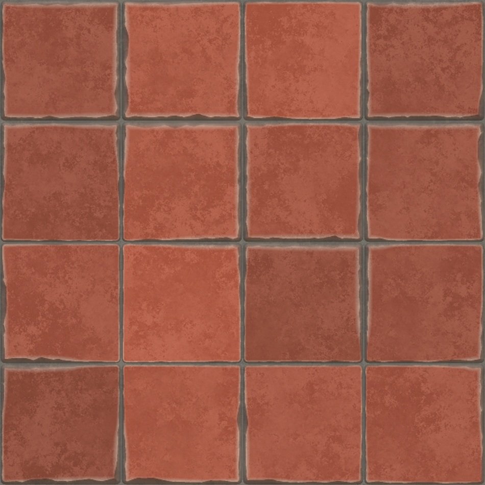 square terracotta tiles, pattern
