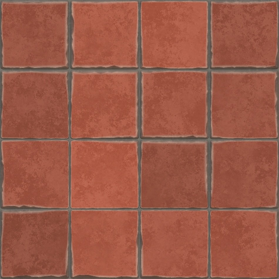 square terracotta tiles, pattern