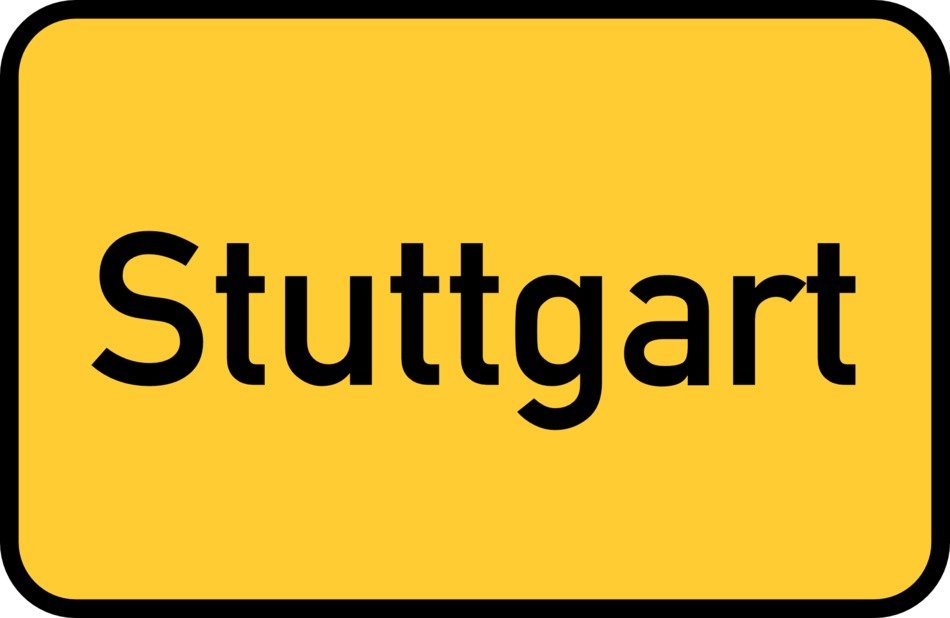 stuttgart yellow town sign