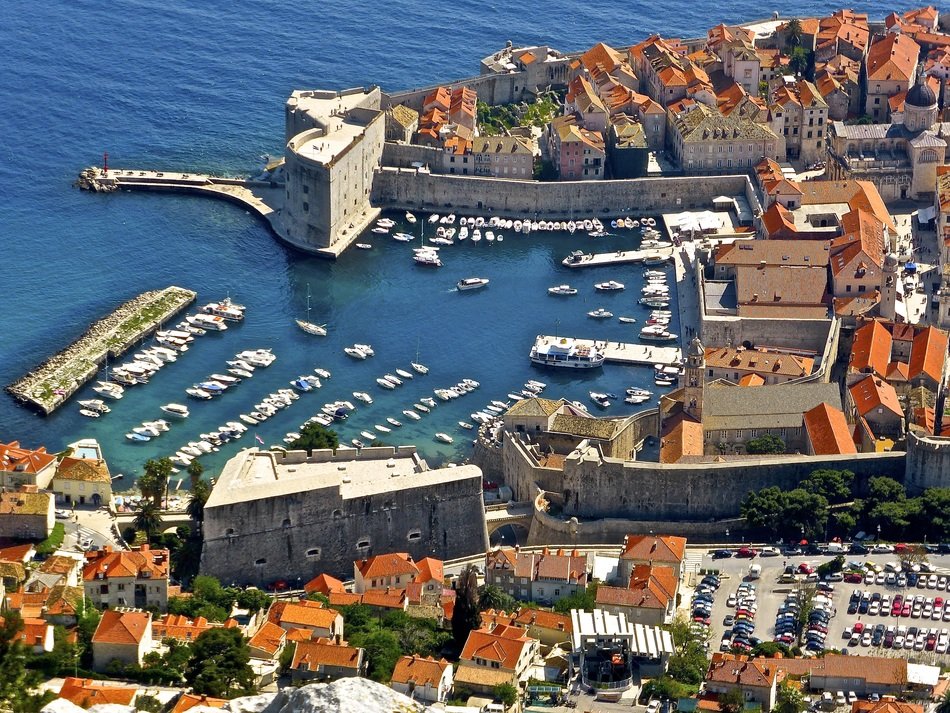 beautiful day view dubrovnik harbour fortress port