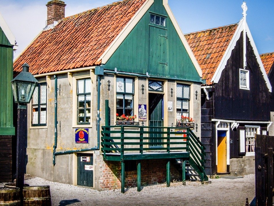 traditional shop building in outdoor dutch museum, netherlands, zuiderzee