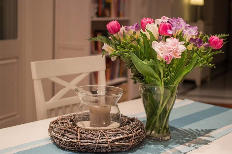 colorful bouquet of flowers on the table