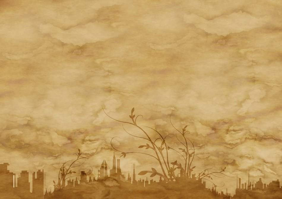 The city view on parchment paper