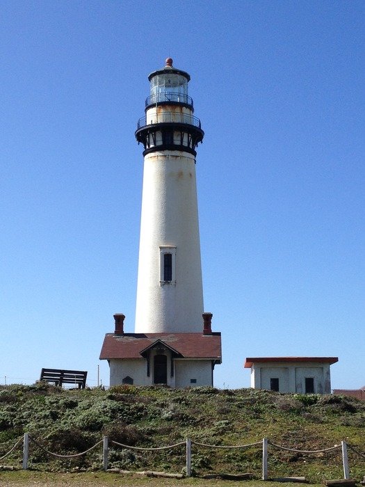 white lighthouse on hill, usa, california