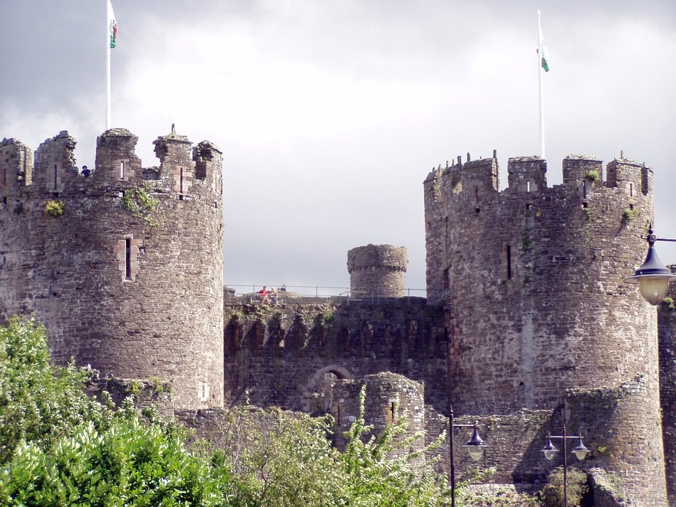 landscape of towers of medieval conwy castle, uk, Wales