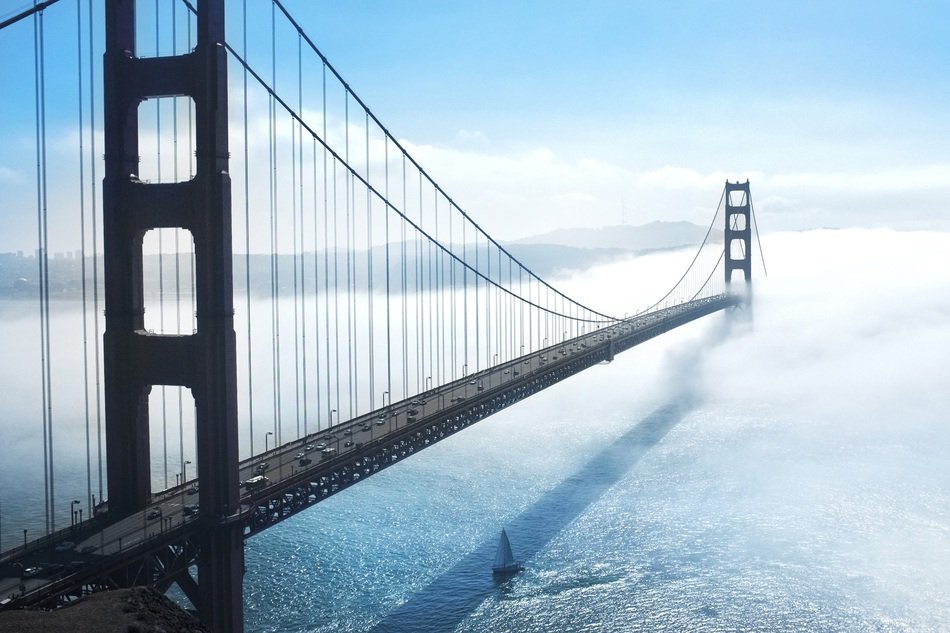 golden gate, suspension bridge at winter landscape, usa, California, san francisco