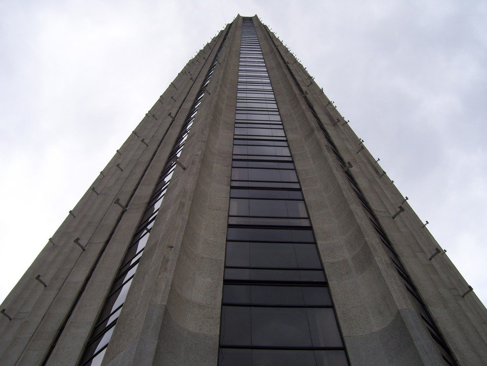 colpatria tower at clouds, colombia, bogota