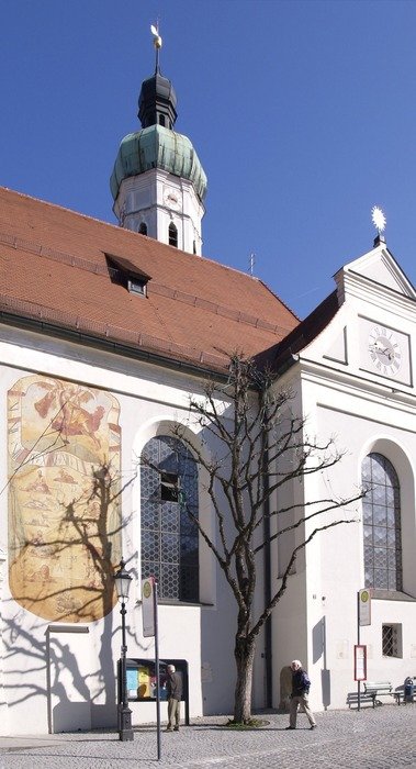 saint jakob church, part of facade, germany, dachau