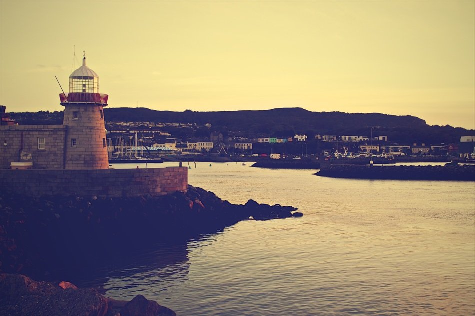 high lighthouse by the sea