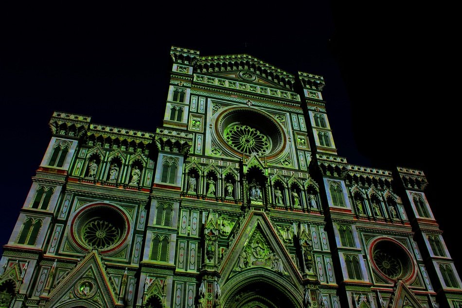 cathedral in florence in the night light