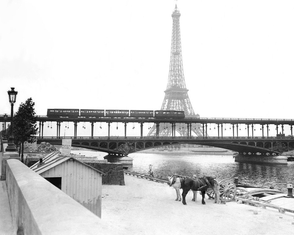 historic view of eiffel tower from seine riverside, france, paris