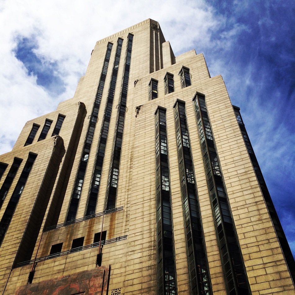 art deco style facade of Mutual Building, south africa, cape town