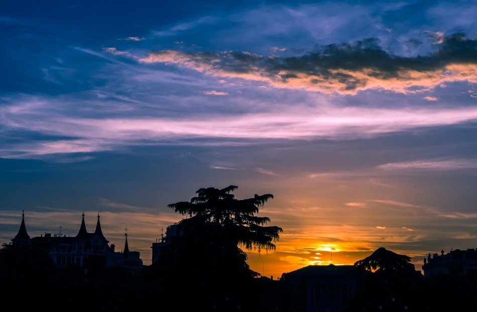 Sunset on a background of clouds