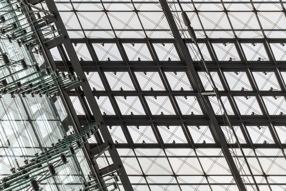 the roof of the building is made of glass