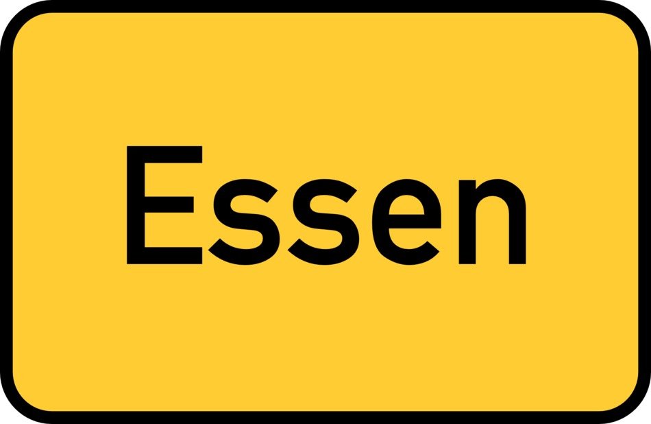 essen yellow town sign