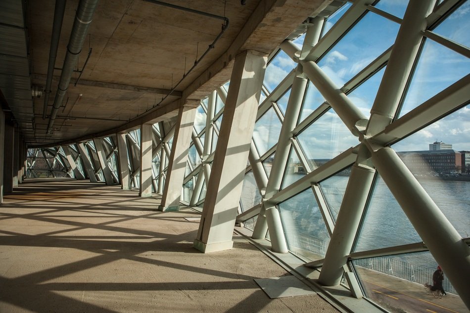 View from a modern building made from a glass