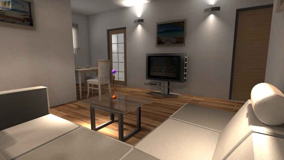 interior of modern living room, visualization