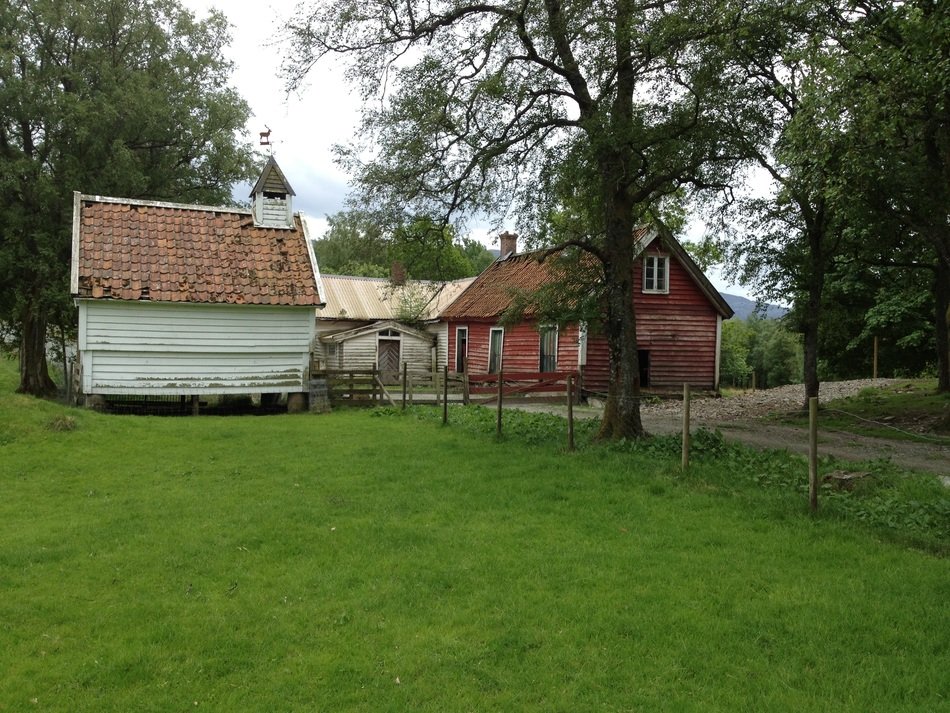 old village buildings at path, norway, svanÃ¸y