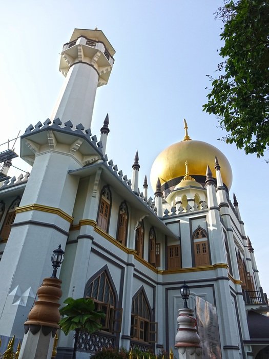 low angle view of Sultan Mosque in Kampong Glam, singapore