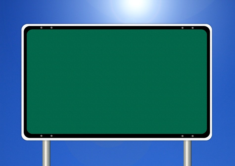 empty green shield at blue background, illustration
