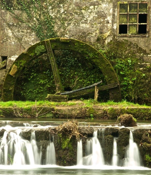 abandoned watermill at dam, portugal, esposende, forjães