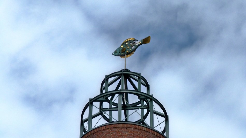 fish form weathervane at sky