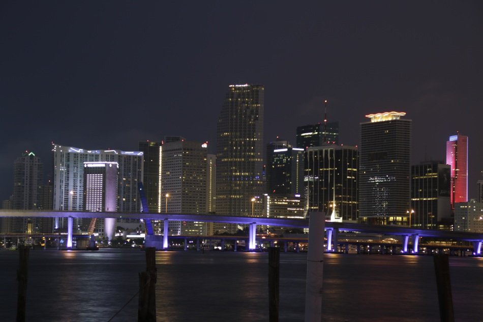 panoramic view of miami at night