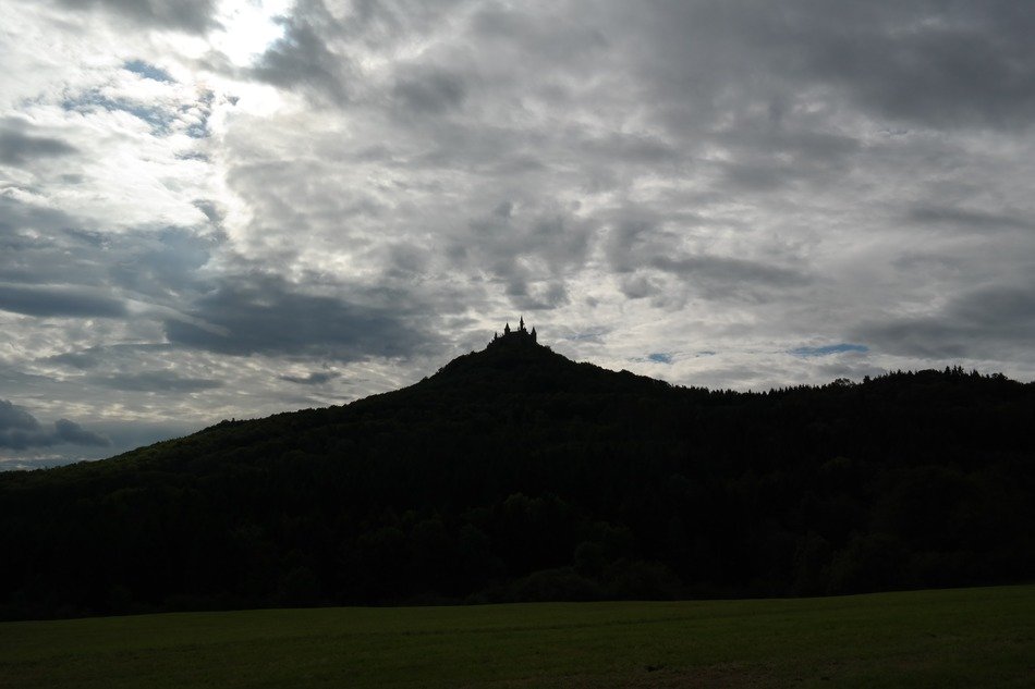 silhouette of hohenzollern castle on the mountain