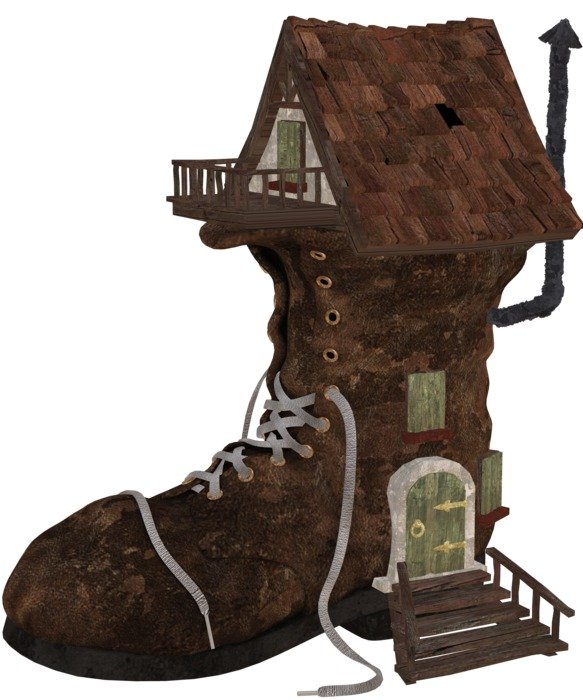 schuhhaus, house from shoe, illustration