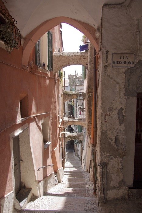 stepway down old alley, italy, liguria, sanremo