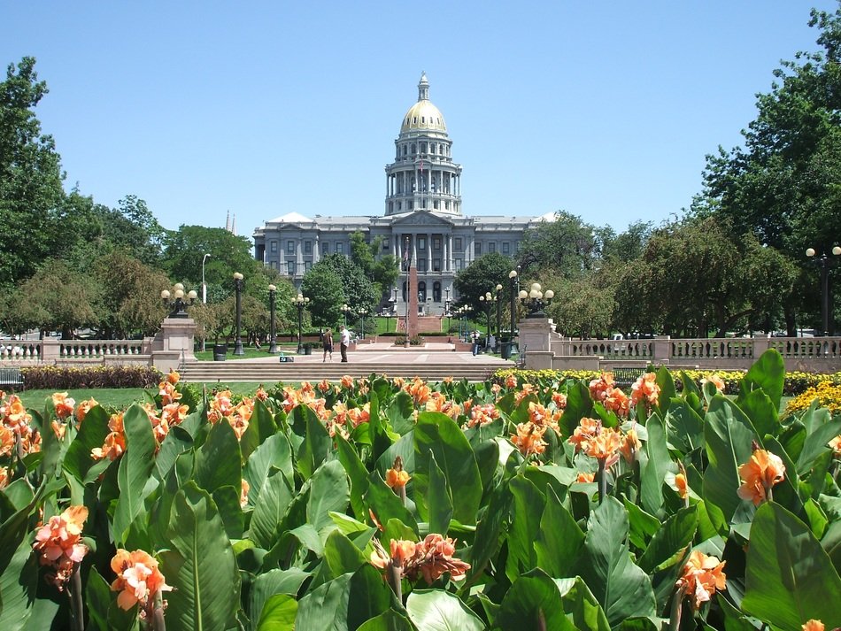 town hall in summer park, usa, colorado, denver