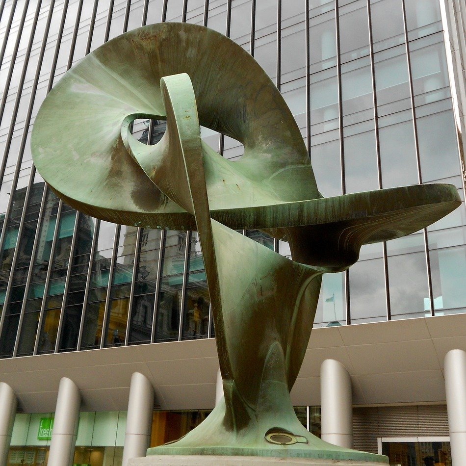 Triune, abstract bronze sculpture, usa, pennsylvania, philadelphia