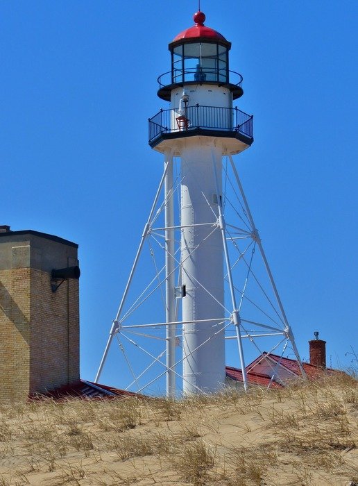 Lattice Tower Whitefish Point Lighthouse at sky, usa, michigan