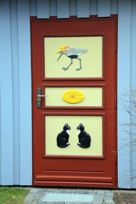 building home colorful pictures cat sun bird door
