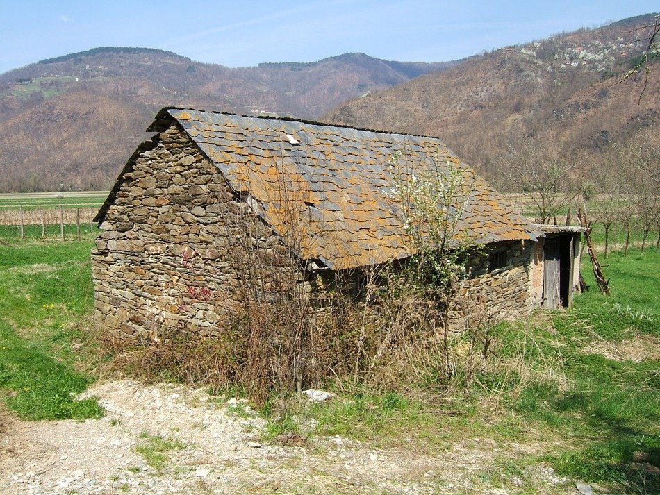 landscape of old stone house in Bosnia