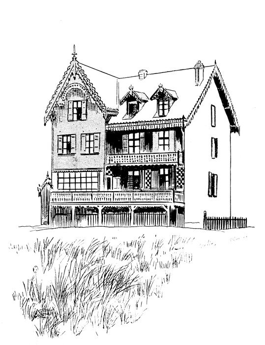 vintage village house, drawing