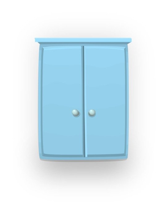 closed blue cupboard, illustration