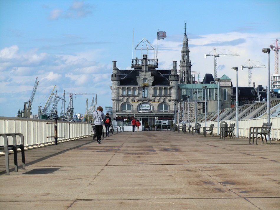 cityscape of Embankment of the Scheldt river in belgium, antwerp