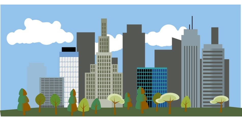 skyscrapers in new york skyline, illustration